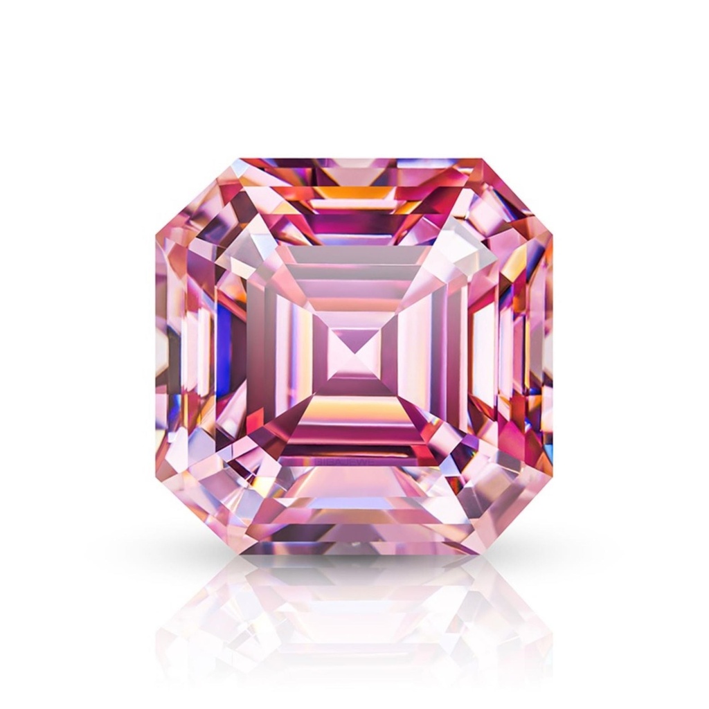 Loose Moissanite Pink Clean Asscher Cut 4.00 MM