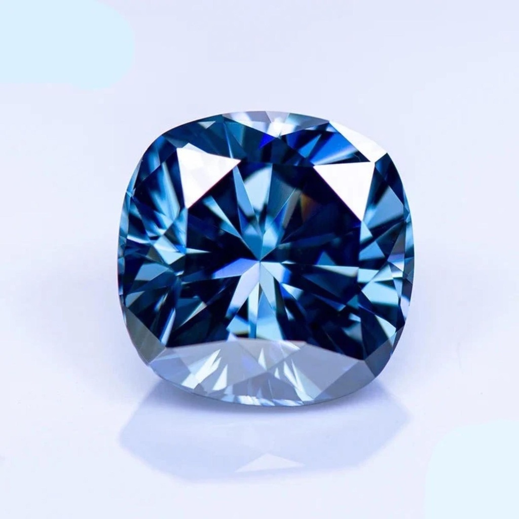 Loose Moissanite Royal Blue Clean Cushion Cut 6.50 MM