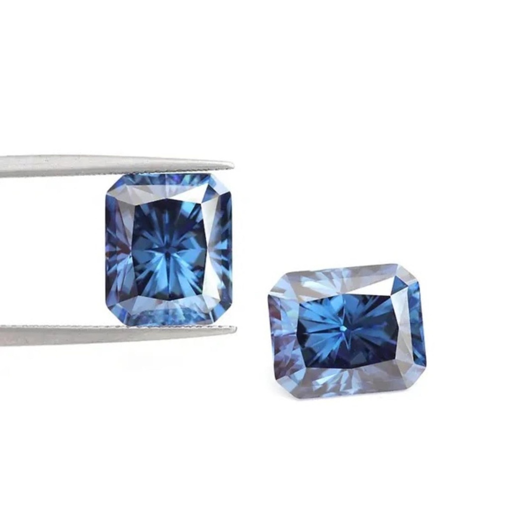 Loose Moissanite Royal Blue Radiant Cut 8.00 x 6.00 MM