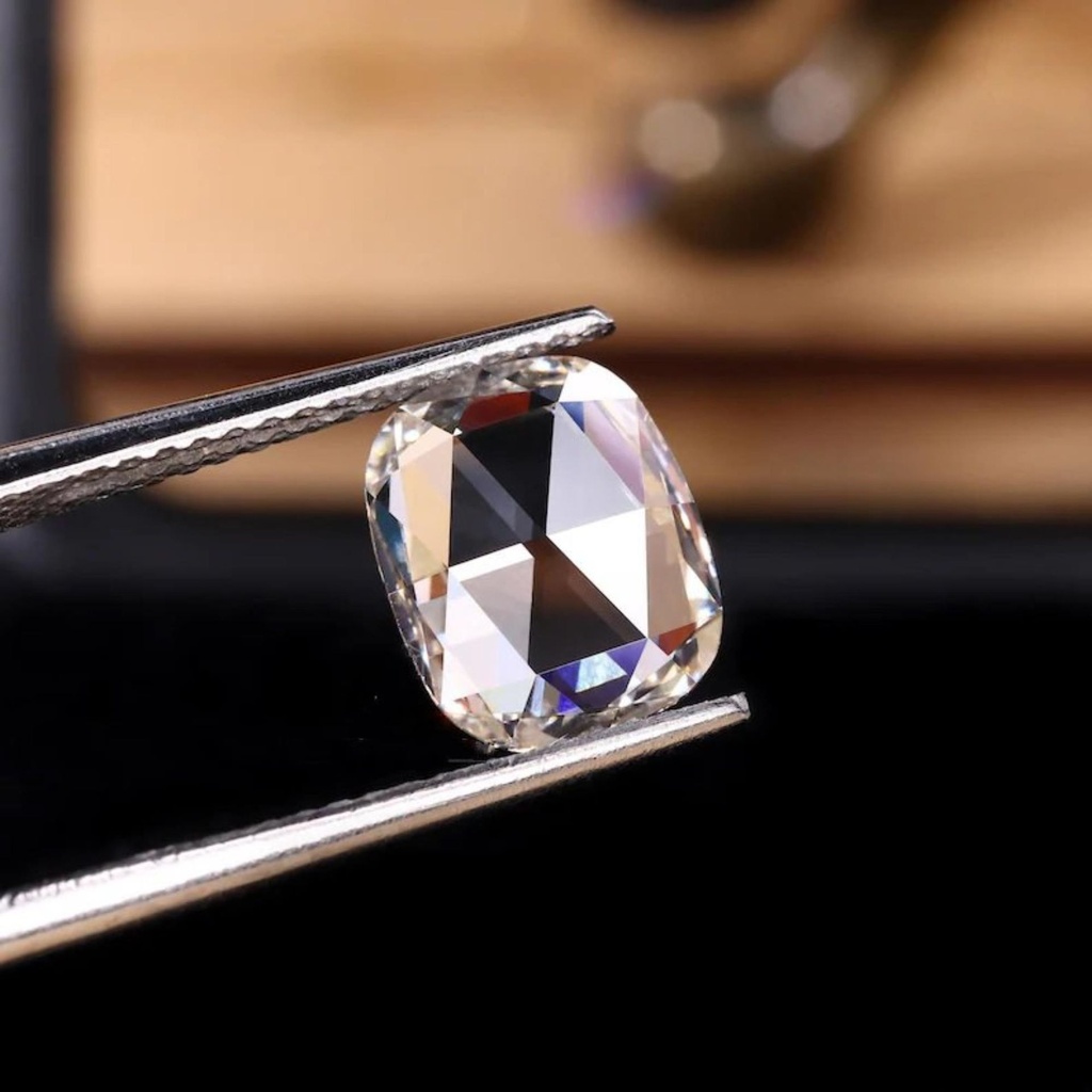 Loose Moissanite White Clean Rose Cut Cushion 11.00 x 10.00 MM