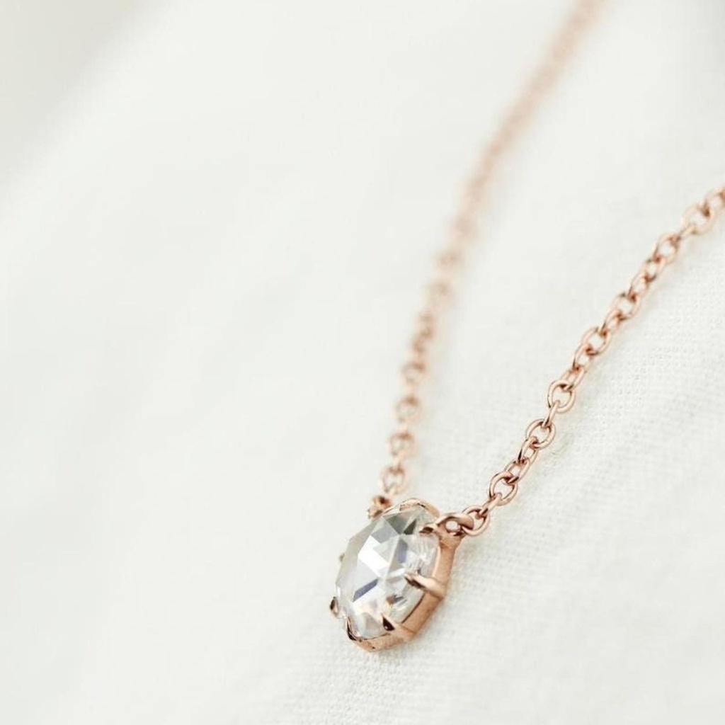 Rose Moissanite Pendant 14K Solid Rose Gold, Simple Rose Cut Pendant, Solitaire Rose Cut Pendant, Women's Silver Pendant, Holiday Gift