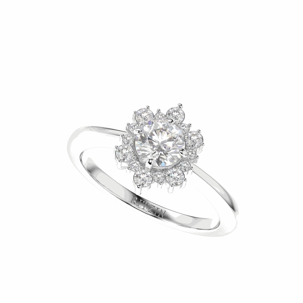 Round Cut Lab Grown Diamond Flower Engagement Ring Promise Ring Wedding Ring Fine Jewelry Gift Ring for Her