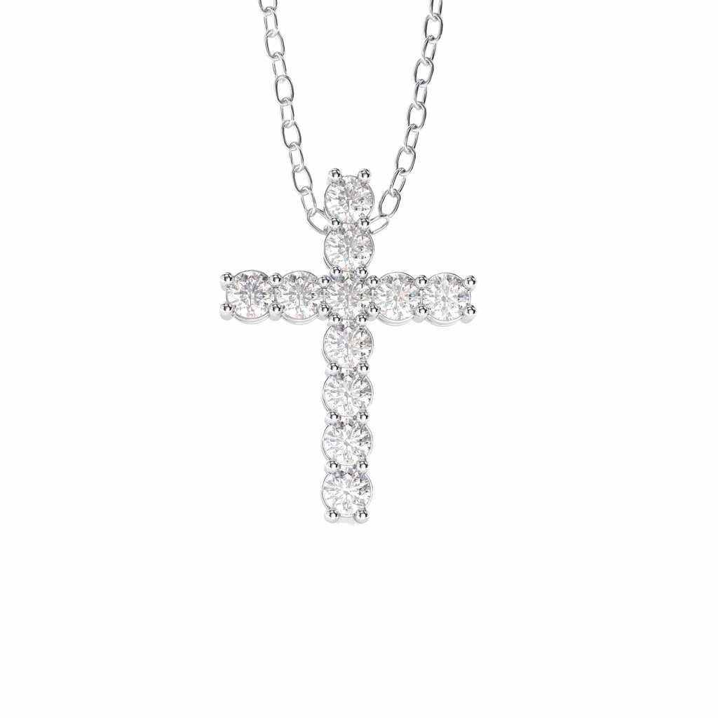 Round Cut  Cross Wedding Pendant For Her