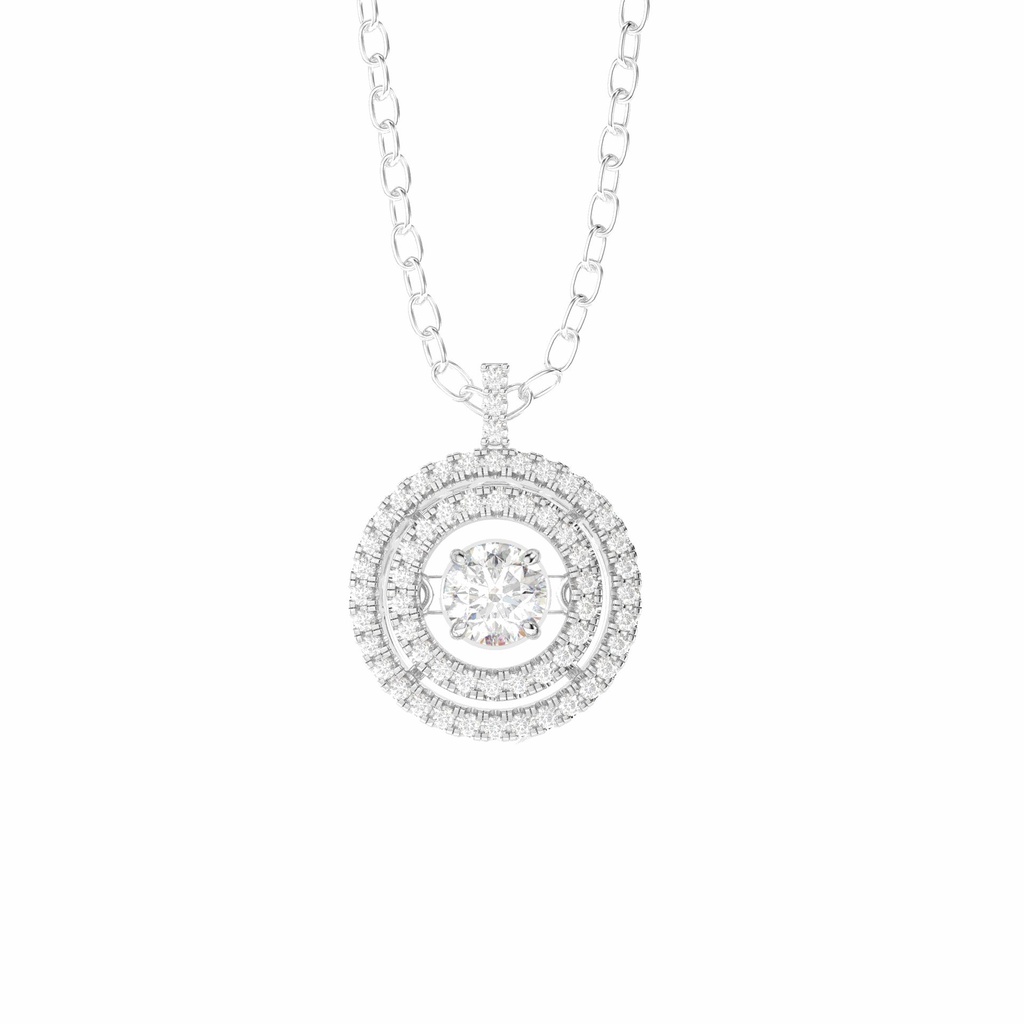 Double Halo Wedding Pendant Round Cut For Men