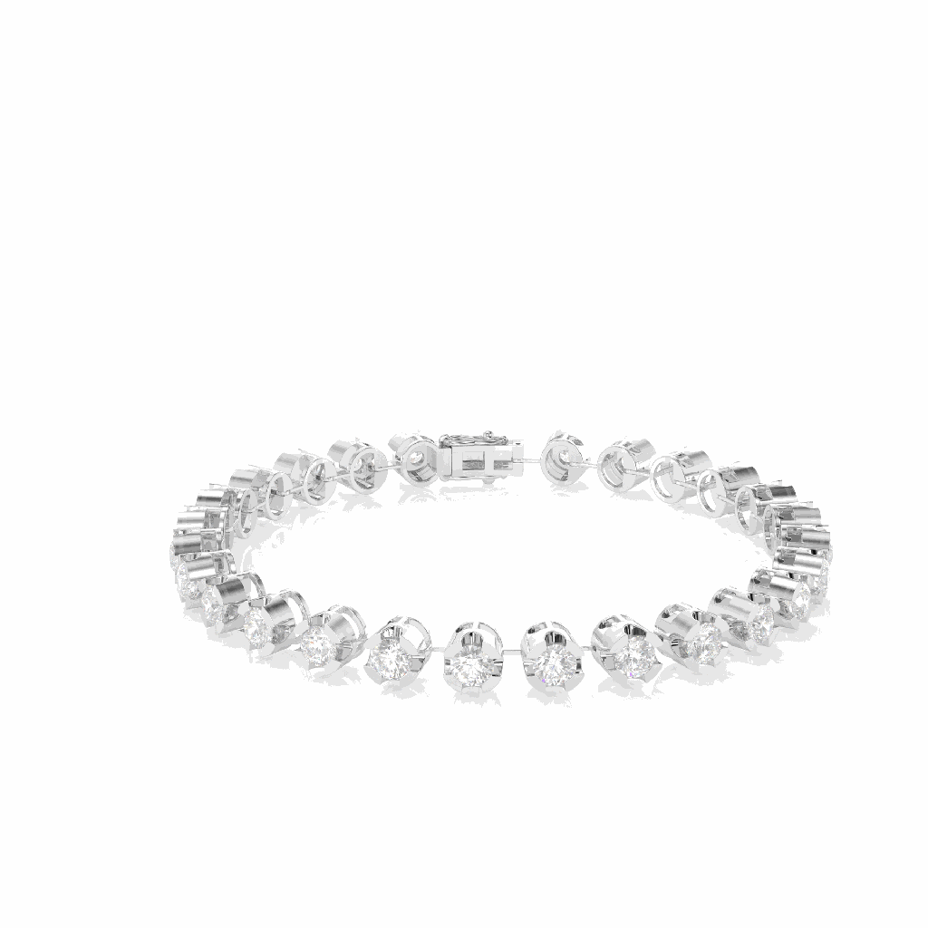 Round stone Sterling Silver Tennis Bracelet