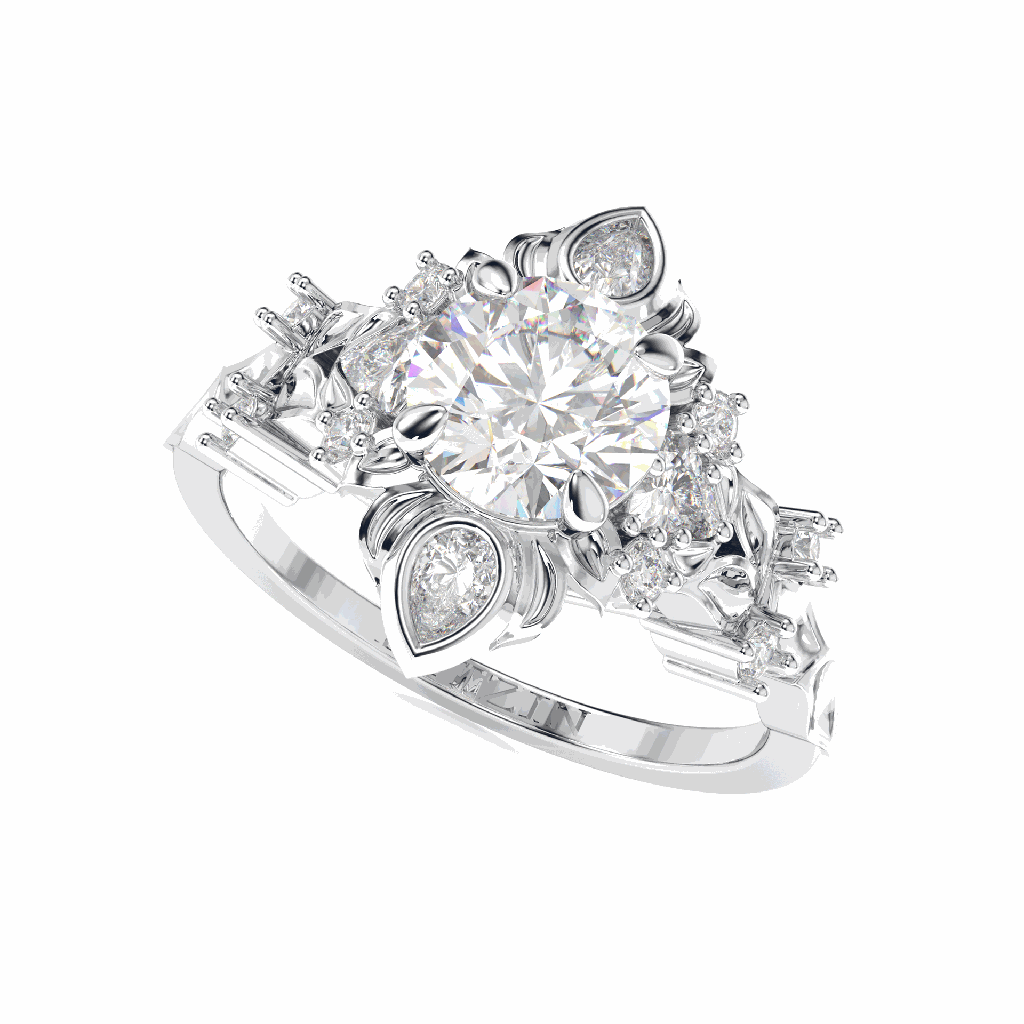 Round Diamond Fancy Engagement Ring for Women