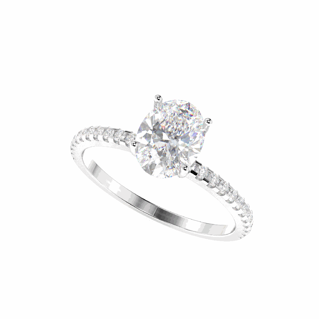 Oval Cut Solitaire With Accents Engagement Ring