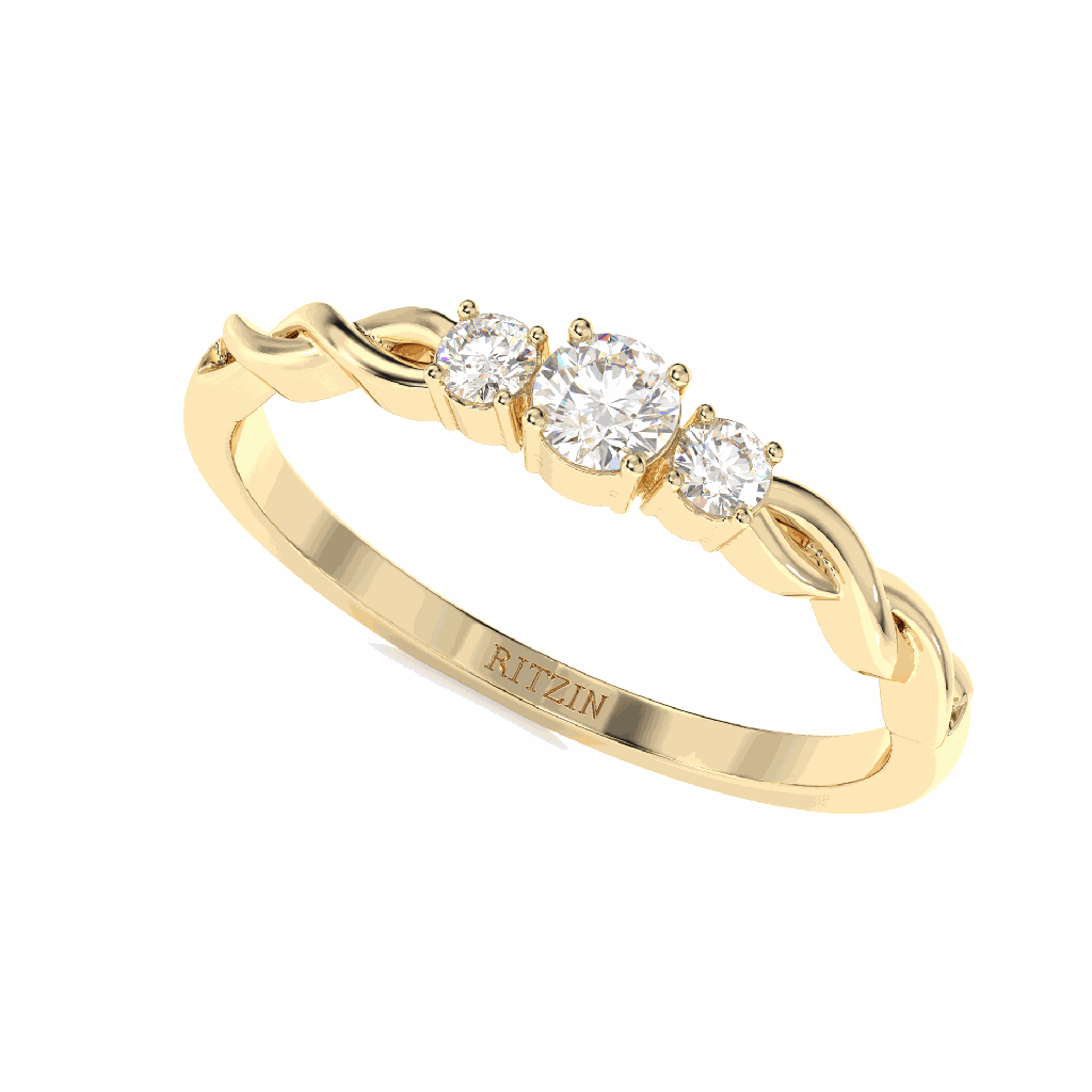 Round  Diamond Three Stone Engagement Ring for Women