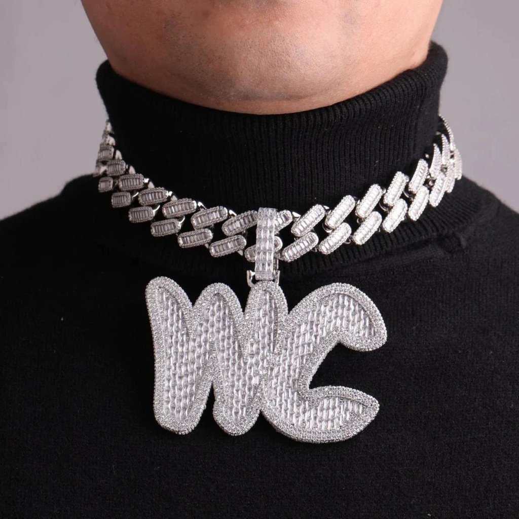 NEW CUSTOM | Luxury Personalized Big Baguette Name Letter Iced Out VVS Diamond Custom | Hip Hop Jewelry Customized Name Necklace | Custom Gift