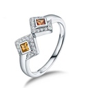 Natural Yellow Sapphire and Diamond Ring 14K White Gold.