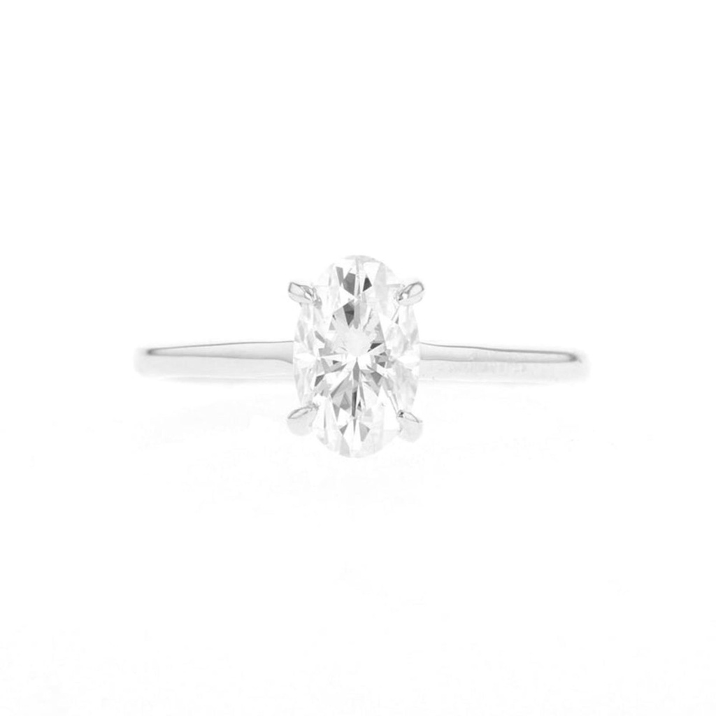  Elongated Oval Cut Solitaire Ring For Women