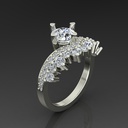 Round Cut Stone Halo Wedding Ring for Her