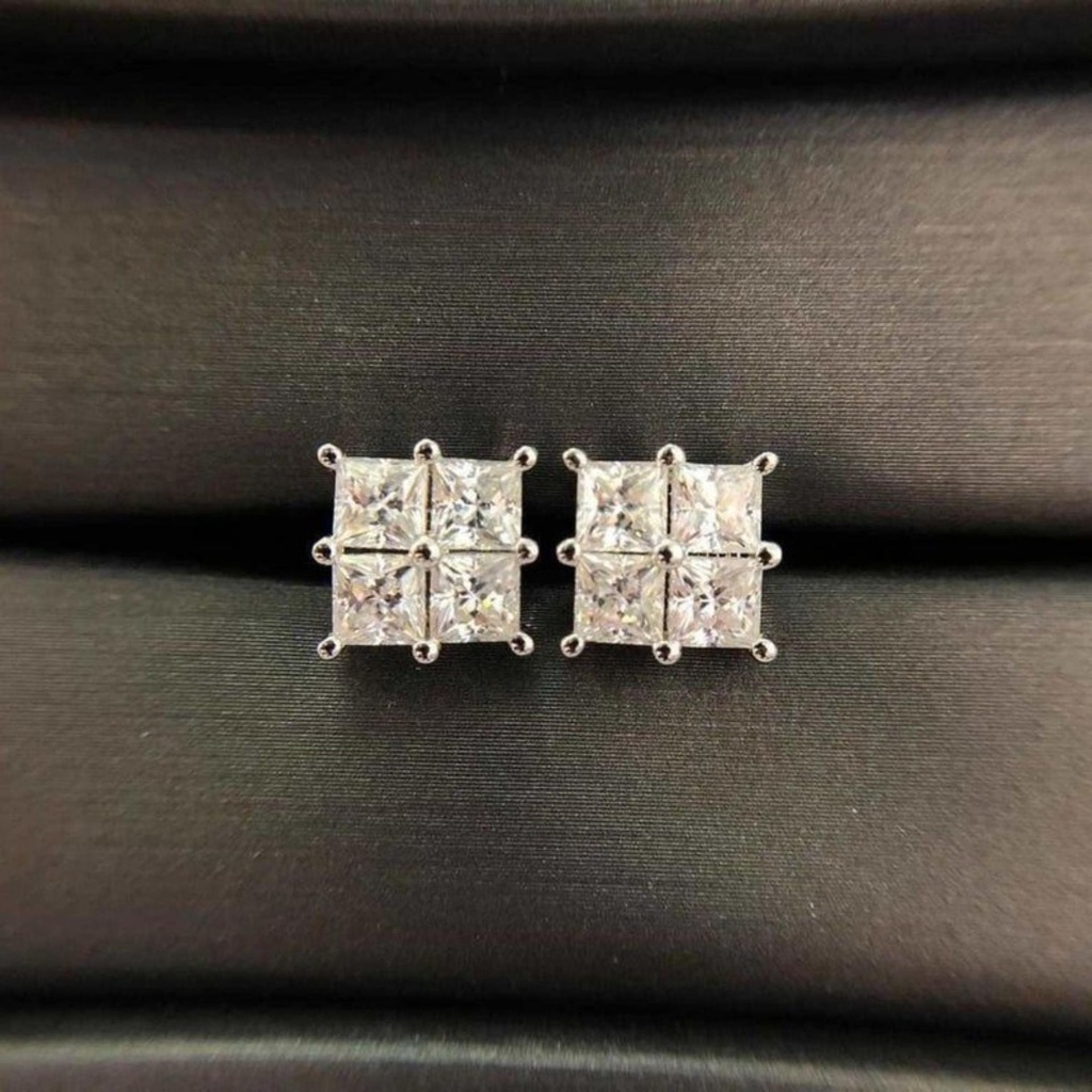 Princess Cut 4-Stone Pair Earrings for Women