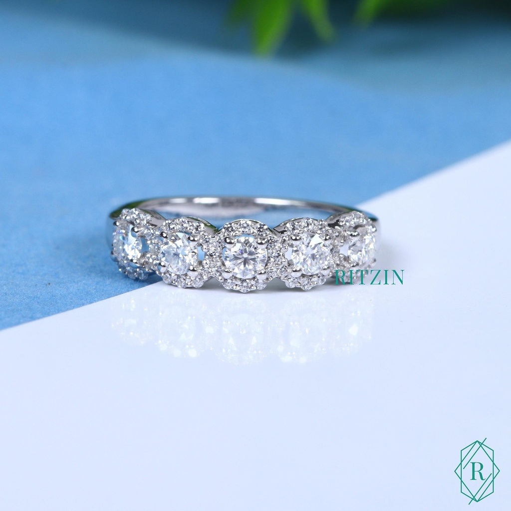 Round Cut Moissanite Fancy Eternity Wedding Band