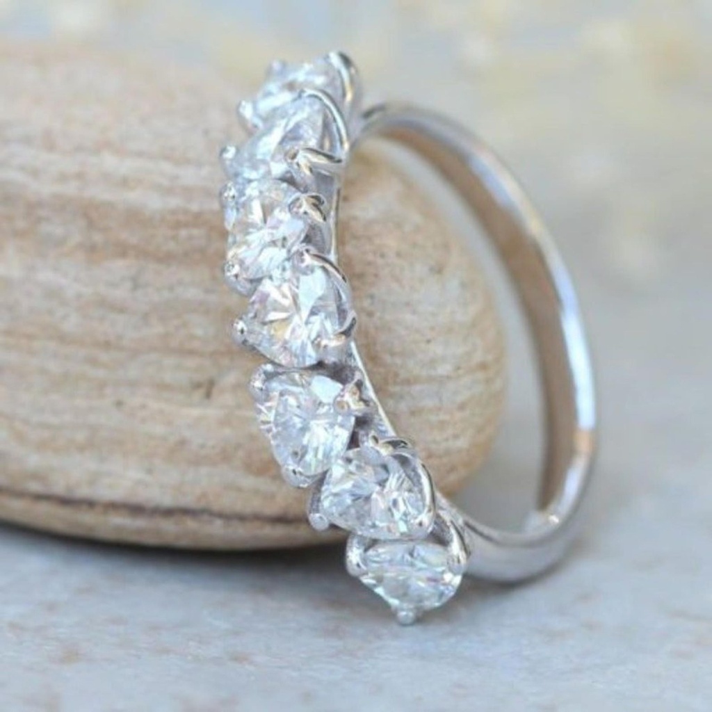Heart Diamond Band Engagement Ring for Women