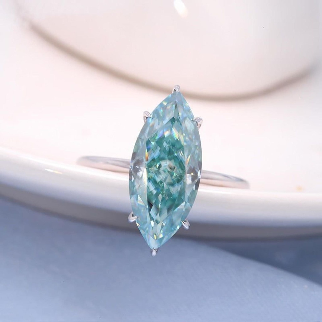 Fancy Blue Marquise Cut Engagement Ring 