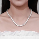 Tennis Necklace / 18K White Gold Plated Silver