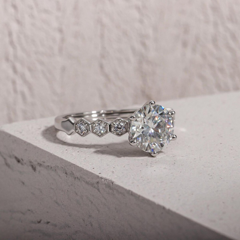 Diamond Ring / 18K Gold Plated Silver