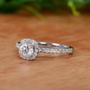 Round Cut Stone Halo Engagement Ring for Women