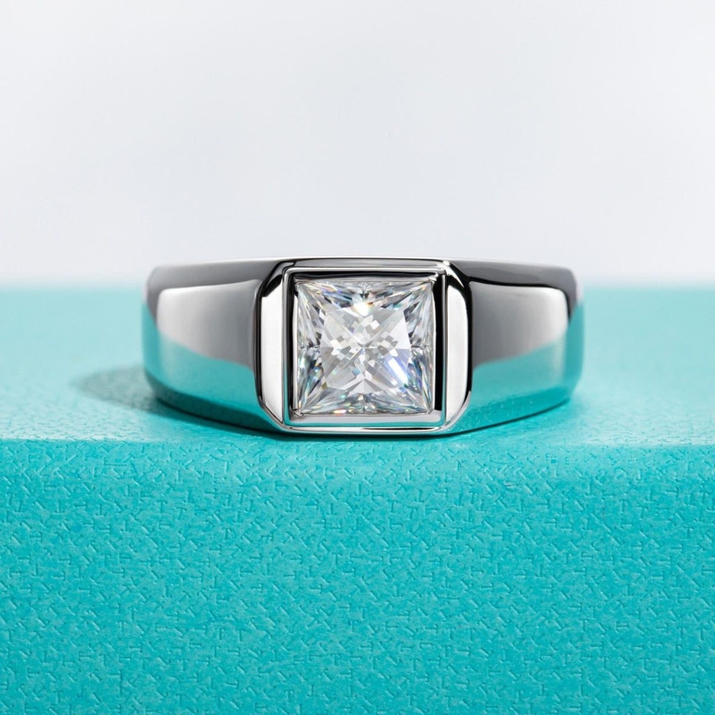 Men Ring Princess Cut Ring 