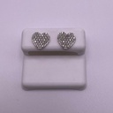 Heart Shaped Round Diamond Stud Earrings - 14K White Gold - Timeless Beauty and Sparkle