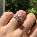 Asscher Cut Lab Grown Diamond Solitaire Hidden Halo Engagement Ring/ Solitaire With Accent Ring Full Eternity Band/ Wedding Anniversary Ring