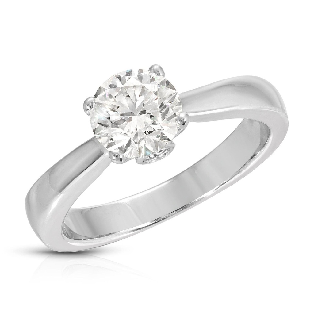 Round Solitaire Cathedral Lab Grown Diamond Engagement Ring, 14k White Gold, IGI CERTIFIED