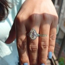 Pear Halo Ring Engagement Diamond For Women