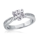 Lab Diamond Wedding Ring Set - Invisible Basket Set Solitaire Round Diamond Ring, 14K White Gold, IGI CERTIFIED