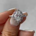 Oval Cut Halo Engagement Ring, CZ Diamond Oval Cut Ring, Unique Classic Style Oval Halo Rings, Forever One Oval Cut Rings