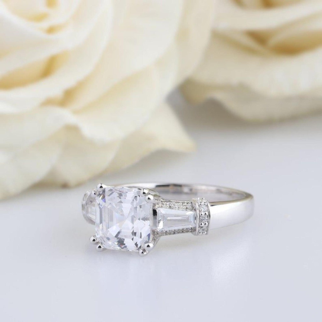 Asscher Diamond Engagement Ring for Women Ring