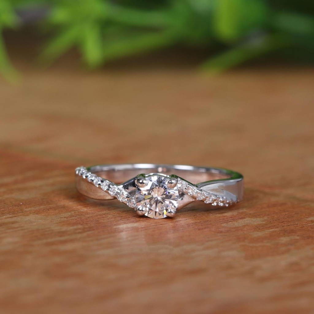 Moissanite Twisted Engagement Ring, Wedding Ring for Her, Round Stone 1 CT Ring, Anniversary Gift, Custom Order, 4 Prong Setting Ring