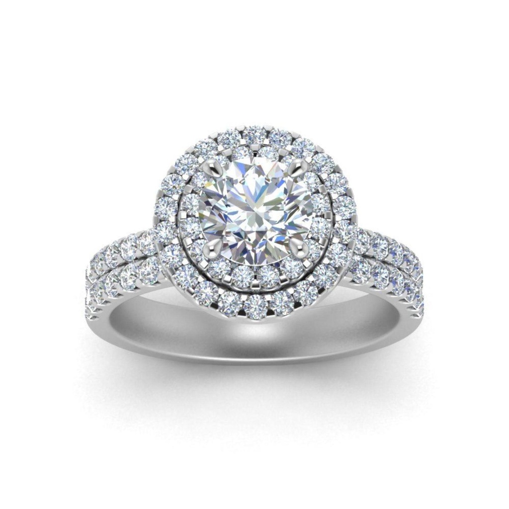 Round Halo Diamond Engagement Ring for Women Ring