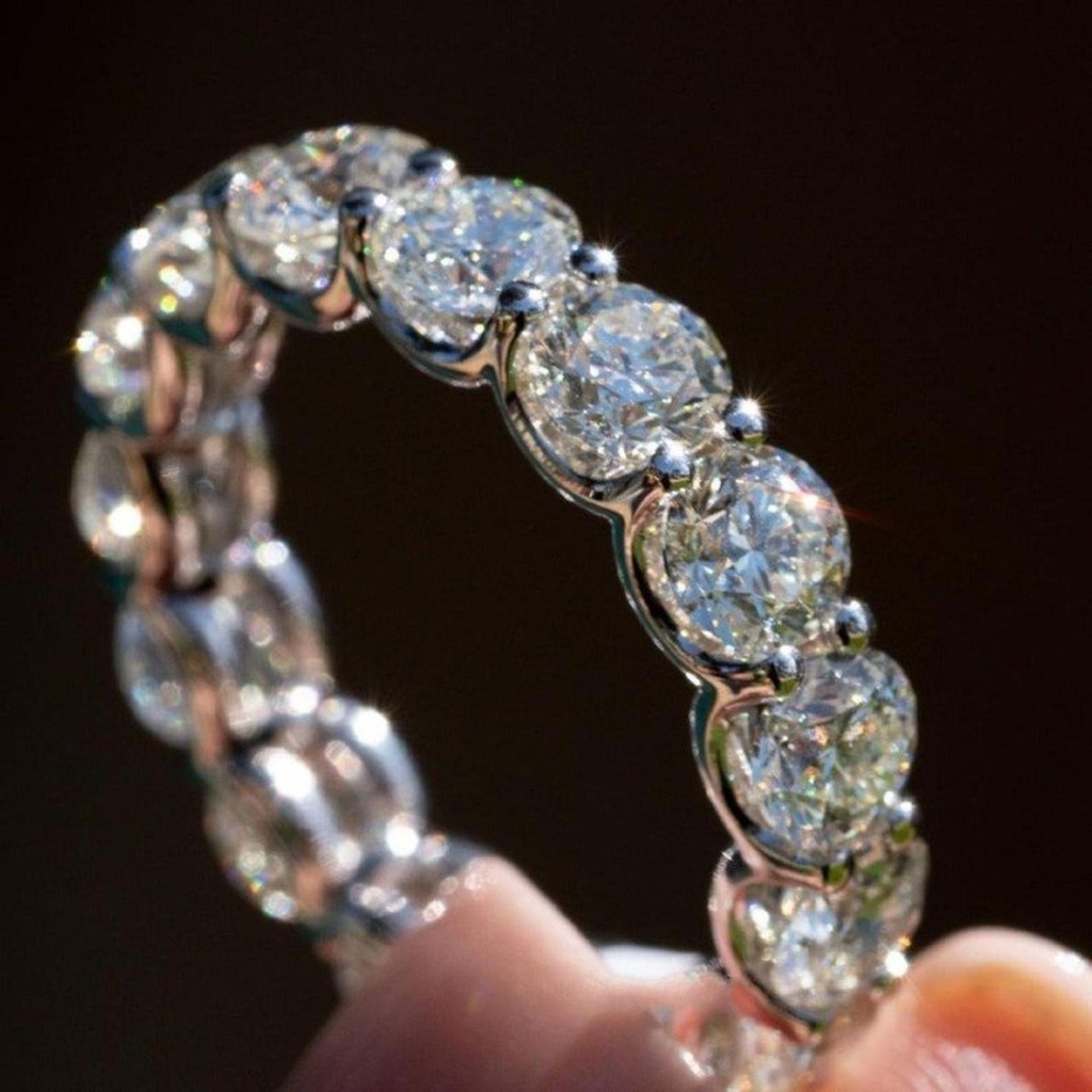 Round Diamond Band Engagement Ring For Women