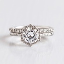 Solitaire With Accents VVS-VS Clarity Round Cut LGD In 10K Gold Ring For Engagement