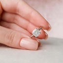 Hidden Halo VVS-VS Clarity Cushion Cut LGD In 10K Gold Ring For Engagement