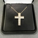  Princess Cut Cross Pendant With Chain Necklace