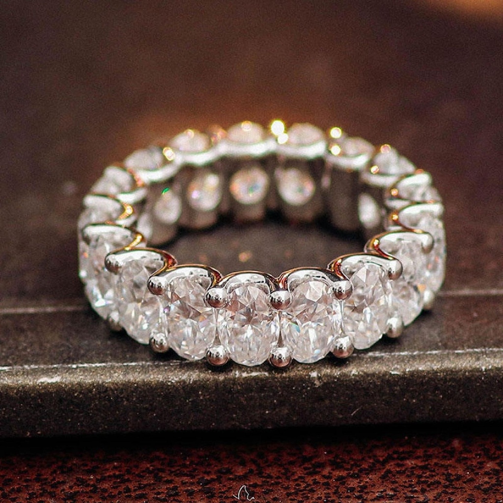 Eternity VVS-VS Clarity Oval Cut LGD In 10K Gold Ring For Engagement