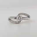 Round Brilliant Lab Grown Diamond Engagement Ring,14K White Gold Special Design