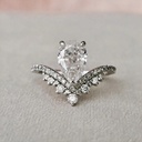 Vintage Pear Cut Engagement Ring Elongated Pear Moissanite Ring Classic Curved Band Side Floating Basket Set Pear Wedding Ring/Gift