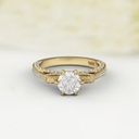  Round Diamond with 6-Prong Setting, Unique Bow Design, Diamond-Encrusted Band, Special Custom Ring