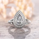  Pear Lab Grown Diamond, art deco style Engagement Ring &amp; Halo diamond ring