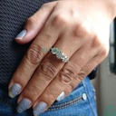  Round Cut Colorless  Ring/ Brilliant Cut Three Stone Engagement Ring/ Antique  14K White Gold Ring