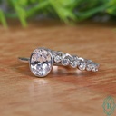  Oval Cut  Ring / 14K Gold Bridal Ring Set / Matching Eternity Bezel Set Band / Bridesmaid Gifts Day Of Wedding