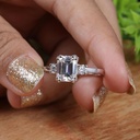 Emerald Cut  Ring /  Emerald Diamond Ring / Three Stone Engagement Ring / Perfect Proposal Ring For Girlfriend