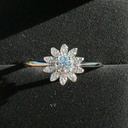 Round Cut Lab Grown Diamond Ring, Flower Shape Engagement Wedding Ring, 14k White Gold Anniversary Ring, CVD Halo Diamond Ring