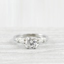 White Sapphire Engagement Ring Art Nouveau 1900's Inspired Band Ring in Yellow/Rose/White Gold or Platinum for Her