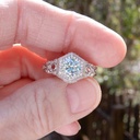 Hexagon Shape Round  Diamond Engagement Ring for Women