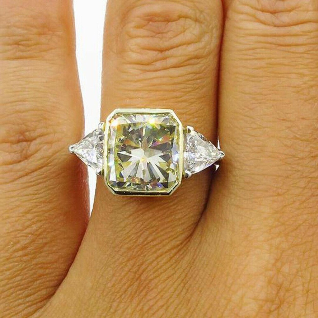 Radiant Three Stone Diamond  Engagement Ring for Women Ring