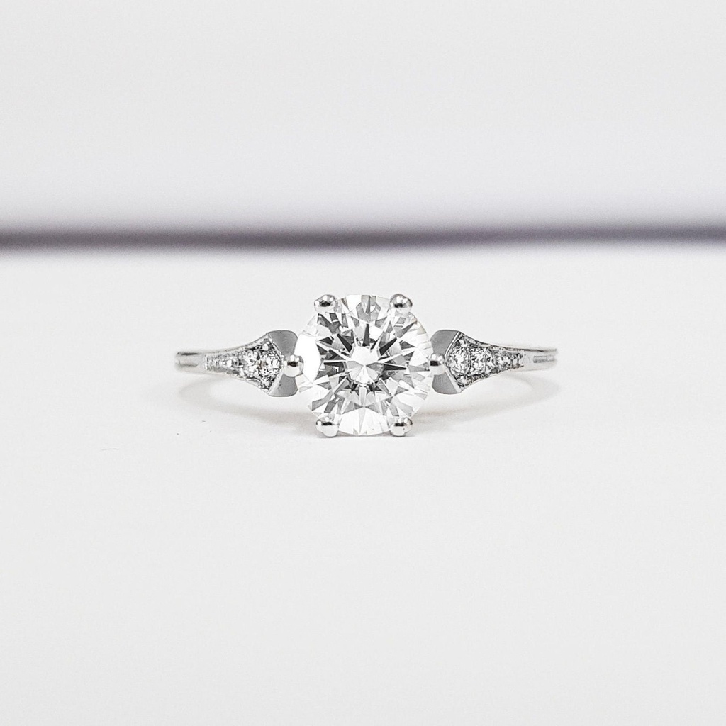  diamond engagement ring handmade in platinum antique 1920s art deco inspired